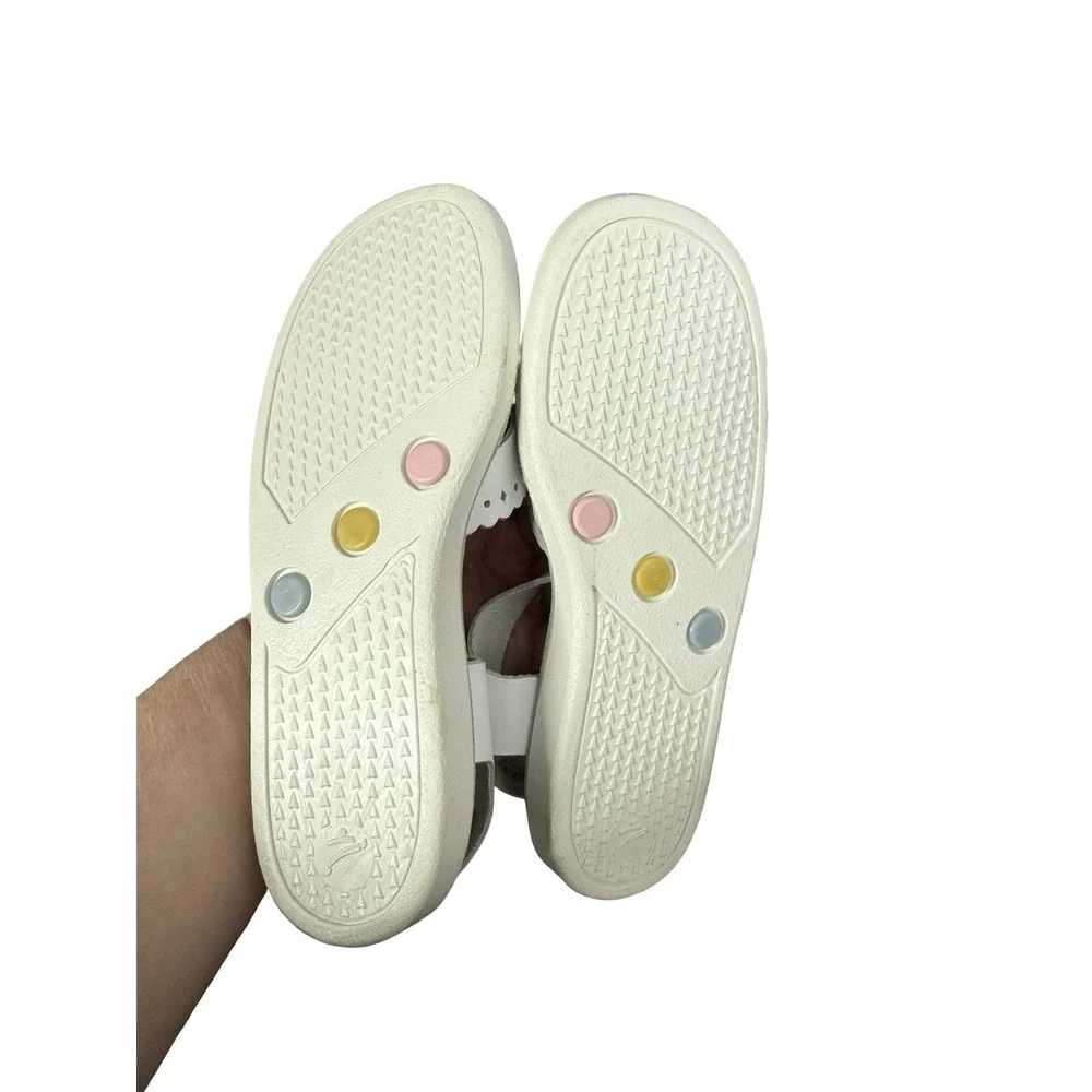 Vintage Stride Rite Sandals White Leather Scallop edges girls size 2 M NEW‎